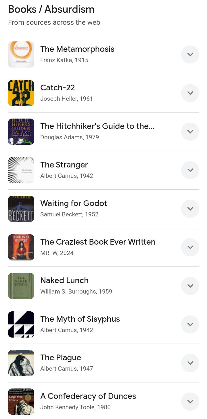 What absurdist book Google recommends would you read first? : r ...